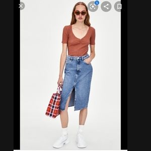 Zara knee length Denim Skirt